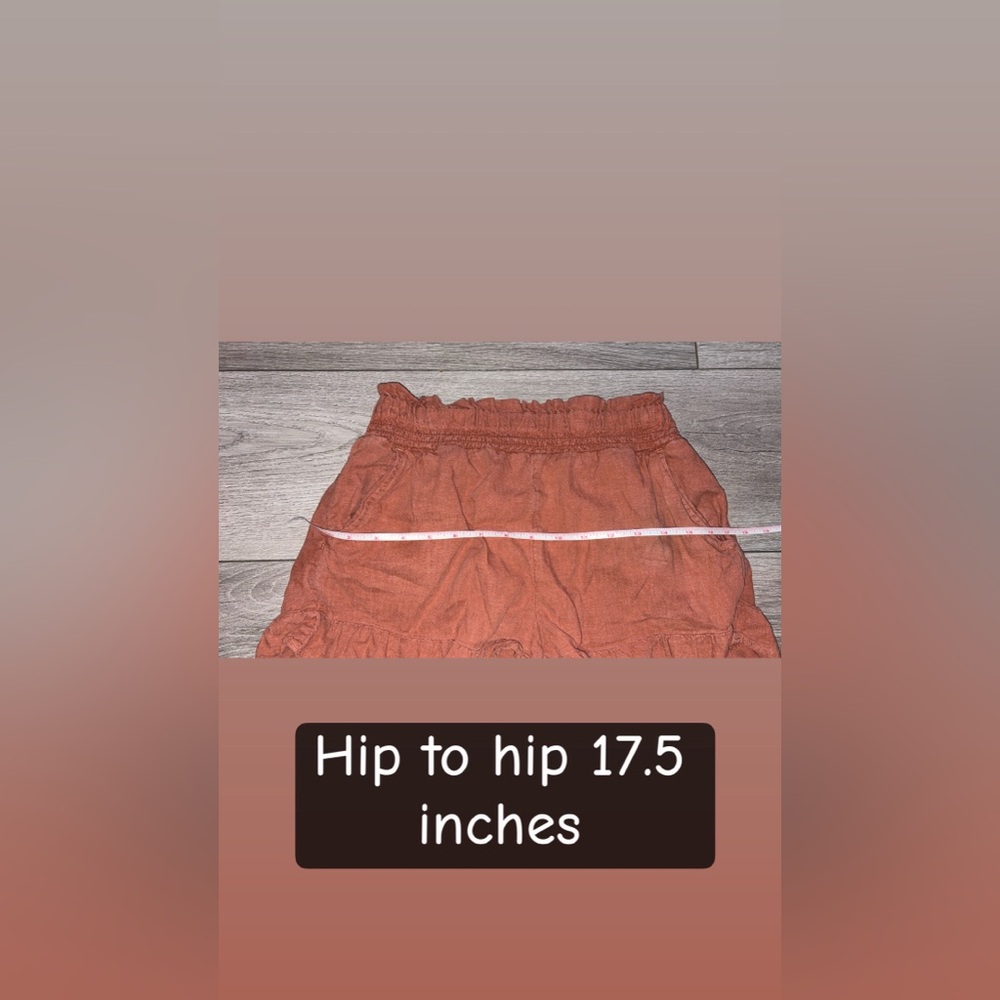 Aerie Size XS Paperbag Shorts Linen Blend High Rise Brown/orange Pockets - Picture 4 of 8
